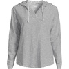 Lands’ End Women’s Long Sleeve Slub Hooded Popover(White/Black Stripe)