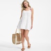 Lands’ End Women’s New Tiered Cover Up Mini Dress(White)
