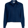 Lands’ End Women’s No Iron Boxy Cropped Shirt(Deep Sea Navy)