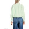 Lands’ End Women’s No Iron Boxy Cropped Shirt(Icy Mint Green Narrow Stripe)