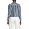 Lands’ End Women’s No Iron Boxy Cropped Shirt(Navy/White Dual Stripe)