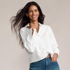 Lands’ End Women’s No Iron Boxy Cropped Shirt(White)