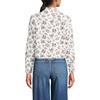 Lands’ End Women’s No Iron Boxy Cropped Shirt(White Meadow Floral)