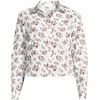 Lands’ End Women’s No Iron Boxy Cropped Shirt(White Meadow Floral)