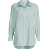 Lands’ End Women’s No Iron Oversized Poplin Extra Long Tunic(Vibrant Clover Mini Stripe)