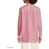 Lands’ End Women’s No Iron Oversized Poplin Extra Long Tunic(White/Compass Red Stripe)