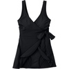 Lands’ End Women’s Plus Size DD-Cup Side Tie Mini Swim Dress Swimsuit(Black)
