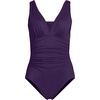 Lands’ End Women’s Plus Size DD-Cup Slender Grecian Tummy Control Chlorine Resistant One Piece Swimsuit(Blackberry)
