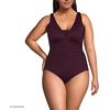 Lands’ End Women’s Plus Size DD-Cup Slender Grecian Tummy Control Chlorine Resistant One Piece Swimsuit(Dark Wine)