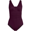 Lands’ End Women’s Plus Size DD-Cup Slender Grecian Tummy Control Chlorine Resistant One Piece Swimsuit(Dark Wine)