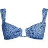 Lands’ End Women’s Rectangular Wire Bikini Top(Cloud Blue/Navy Ditsy Lilies)