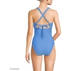 Lands’ End Women’s Ribbed Knot Front One Piece Swimsuit(Blue Ottoman)