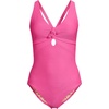 Lands’ End Women’s Ribbed Knot Front One Piece Swimsuit(Pink Ottoman)