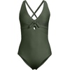 Lands’ End Women’s Ribbed Knot Front One Piece Swimsuit(Rich Olive Green Ottoman)