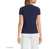 Lands’ End Women’s Short Sleeve Lightweight Jersey Button Pintuck Top(Deep Sea Navy Pin Dot)