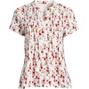 Lands’ End Women’s Short Sleeve Lightweight Jersey Button Pintuck Top(Ivory Mini Poppy Floral)
