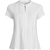 Lands’ End Women’s Short Sleeve Lightweight Jersey Button Pintuck Top(White)
