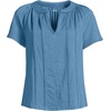 Lands’ End Women’s Slub Short Sleeve Notch Neck Top(Teal Blue Ocean)