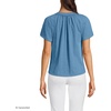 Lands’ End Women’s Slub Short Sleeve Notch Neck Top(Teal Blue Ocean)