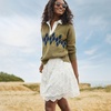 Lands’ End Women’s Smocked Waist Mini Skirt(Warm Ivory)