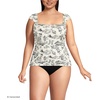 Lands’ End Womens Square Neck Underwire Square Back Tankini Swimsuit Top(Egret/Black Toile)