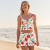 Lands’ End Women’s Sweetheart Wrap Midkini Top(Egret/Poppy Floral)