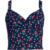 Lands’ End Women’s Sweetheart Wrap Midkini Top(Navy/Berry Dot)