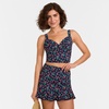 Lands’ End Women’s Sweetheart Wrap Midkini Top(Navy/Berry Dot)