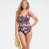 Lands’ End Women’s Sweetheart Wrap Midkini Top(Tropic Floral/Dark Wine)