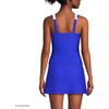 Lands’ End Women’s Texture Square Neck Tankini Swimsuit Top Adjustable Straps(Electric Blue/White Texture)