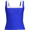 Lands’ End Women’s Texture Square Neck Tankini Swimsuit Top Adjustable Straps(Electric Blue/White Texture)