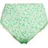 Lands’ End Women’s Tugless Scallop High Waisted Bikini Bottoms(Icy Mint Green Multi Floral)