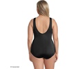 Lands’ End Women’s Tummy Control Chlorine Resistant Scoop Neck Soft Cup Tugless Sporty One Piece Swimsuit(Black)