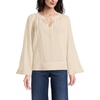 Lands’ End Women’s Voile Tie Neck Poet Blouse(Dried Bamboo)