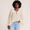 Lands’ End Women’s Voile Tie Neck Poet Blouse(Dried Bamboo)