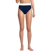 Lands’ End Women’s Chlorine Resistant Reversible Ultra High Leg High Waisted Bikini Swim Bottoms(Navy/Egret White Daisy Floral)