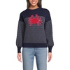 Lands’ End Women’s Drifter Jersey Crewneck Sweater(Red Crab/Navy)