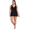 Lands’ End Women’s Plus Size DD-Cup Side Tie Mini Swim Dress Swimsuit(Black)