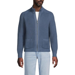 Lands’ End Men’s Long Sleeve Drifter Full Zip Cardigan Sweater(Deck Gray)