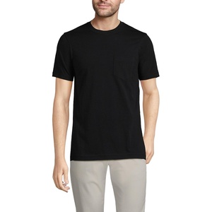Lands’ End Men’s Short Sleeve American-Grown Supima Cotton Tee with Pocket(Black)