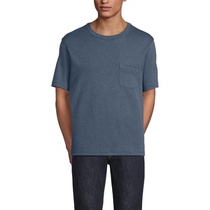 Lands’ End Men’s Short Sleeve American-Grown Supima Cotton Tee with Pocket(Dusk Indigo Heather)