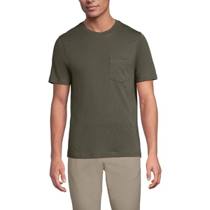 Lands’ End Men’s Short Sleeve American-Grown Supima Cotton Tee with Pocket(Forest Moss)
