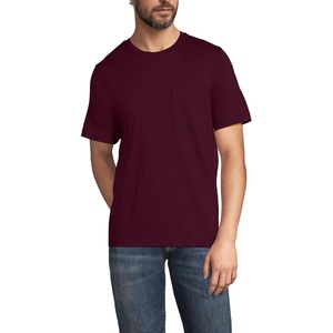 Lands’ End Men’s Short Sleeve American-Grown Supima Cotton Tee with Pocket(Lush Burgundy)