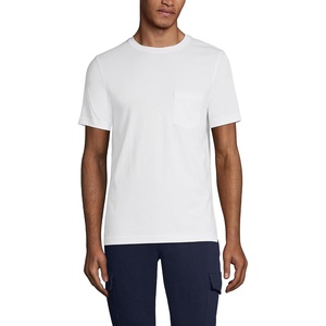 Lands’ End Men’s Short Sleeve American-Grown Supima Cotton Tee with Pocket(White)