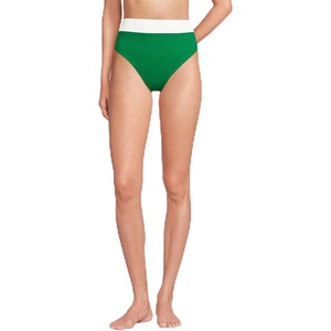 Lands’ End Women’s Chlorine Resistant Reversible Ultra High Leg High Waisted Bikini Swim Bottoms(Fresh Grass/Egret White Flower)
