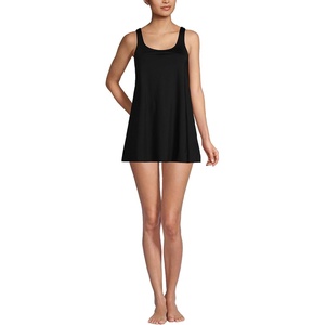 Lands’ End Women’s D-Cup Scoop Neck Swim Dress Swimsuit(Black)