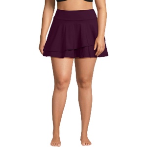 Lands’ End Women’s High Waisted Tulip Hem Swim Skort(Dark Wine)