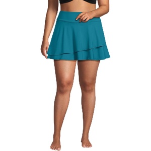 Lands’ End Women’s High Waisted Tulip Hem Swim Skort(Paradise Teal)