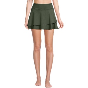 Lands’ End Women’s High Waisted Tulip Hem Swim Skort(Rich Olive Green)