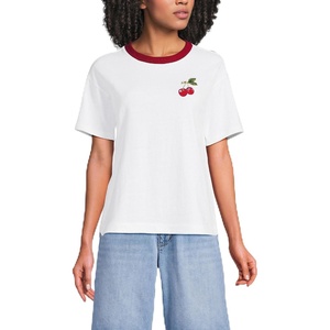 Lands’ End Women’s Short Sleeve Mariner T-Shirt(Cherries/White)
